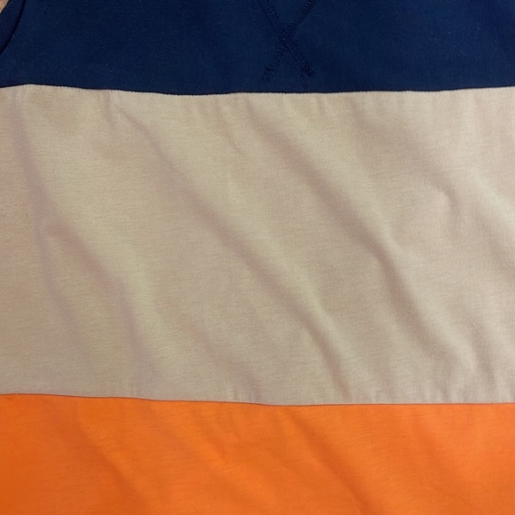 Wide Stripe Sleeveless Top - 2XL (Navy, Khaki, Orange) - Picture 2 of 4
